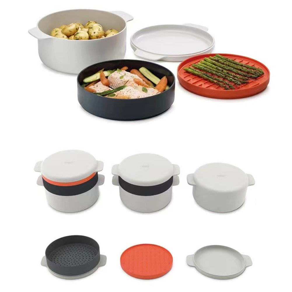 Microwave Steaming Container - BPA-Free Plastic Kitchen Gadget with Lid