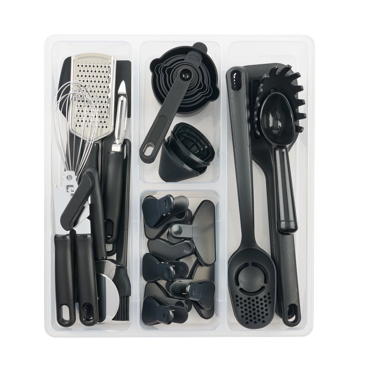 36-Piece Kitchen Gadget Set - Premium Cooking Utensils with Drawer Organizer, Black