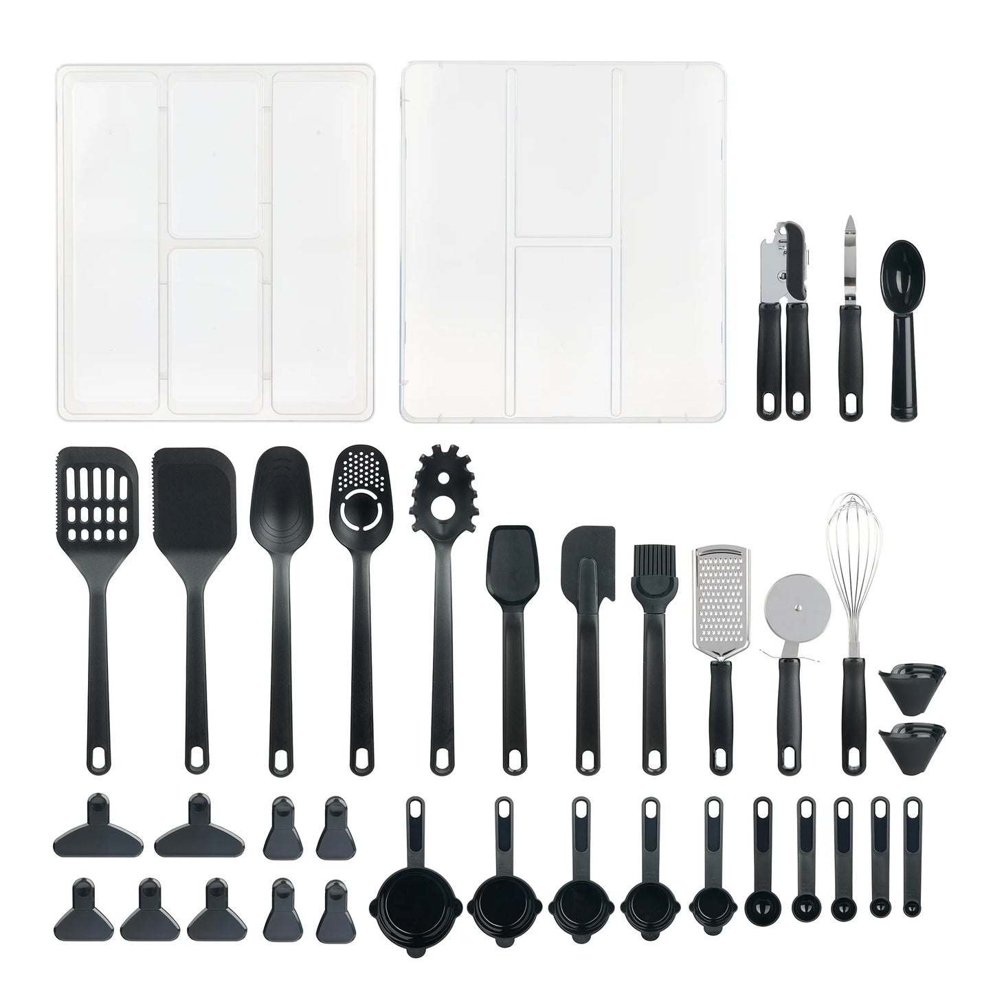 36-Piece Kitchen Gadget Set - Premium Cooking Utensils with Drawer Organizer, Black
