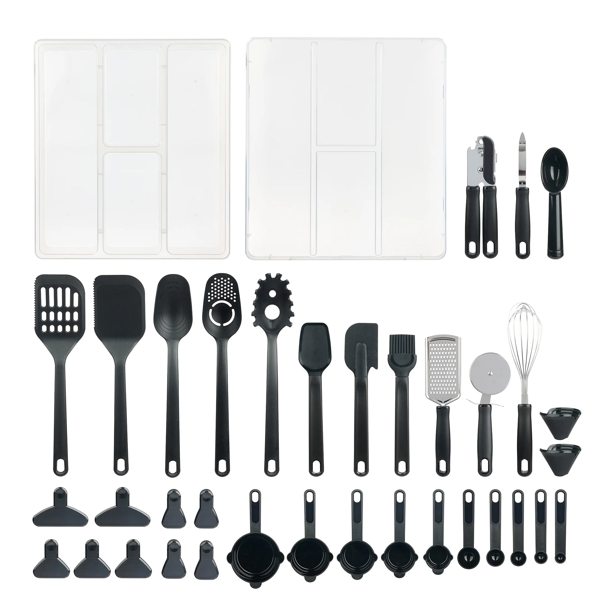 36-Piece Kitchen Gadget Set - Premium Cooking Utensils with Drawer Organizer, Black