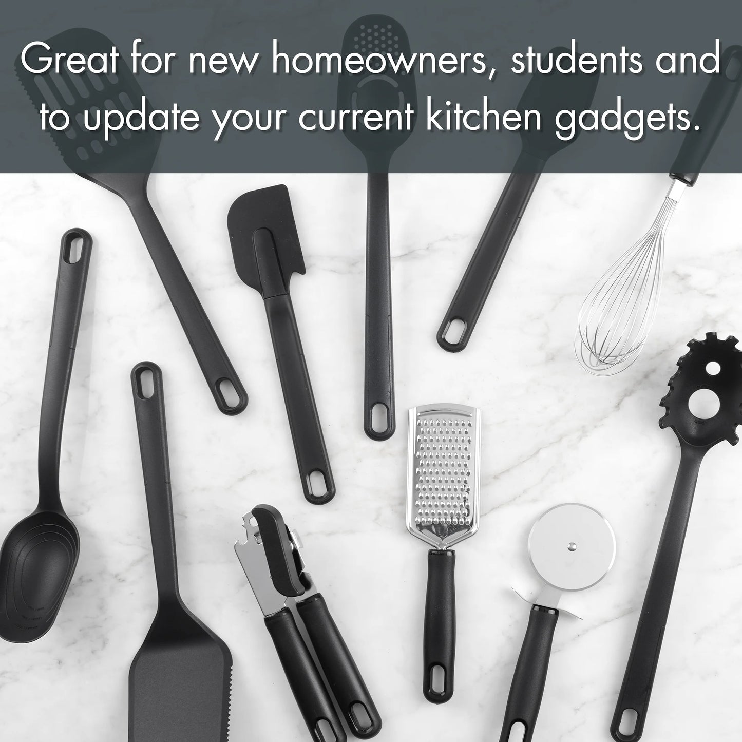 36-Piece Kitchen Gadget Set - Premium Cooking Utensils with Drawer Organizer, Black