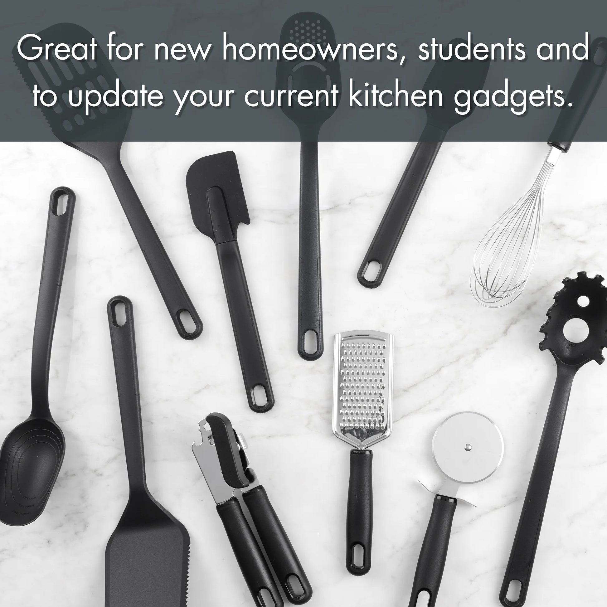 36-Piece Kitchen Gadget Set - Premium Cooking Utensils with Drawer Organizer, Black