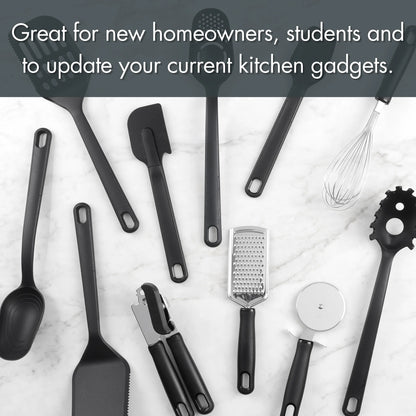 36-Piece Kitchen Gadget Set - Premium Cooking Utensils with Drawer Organizer, Black